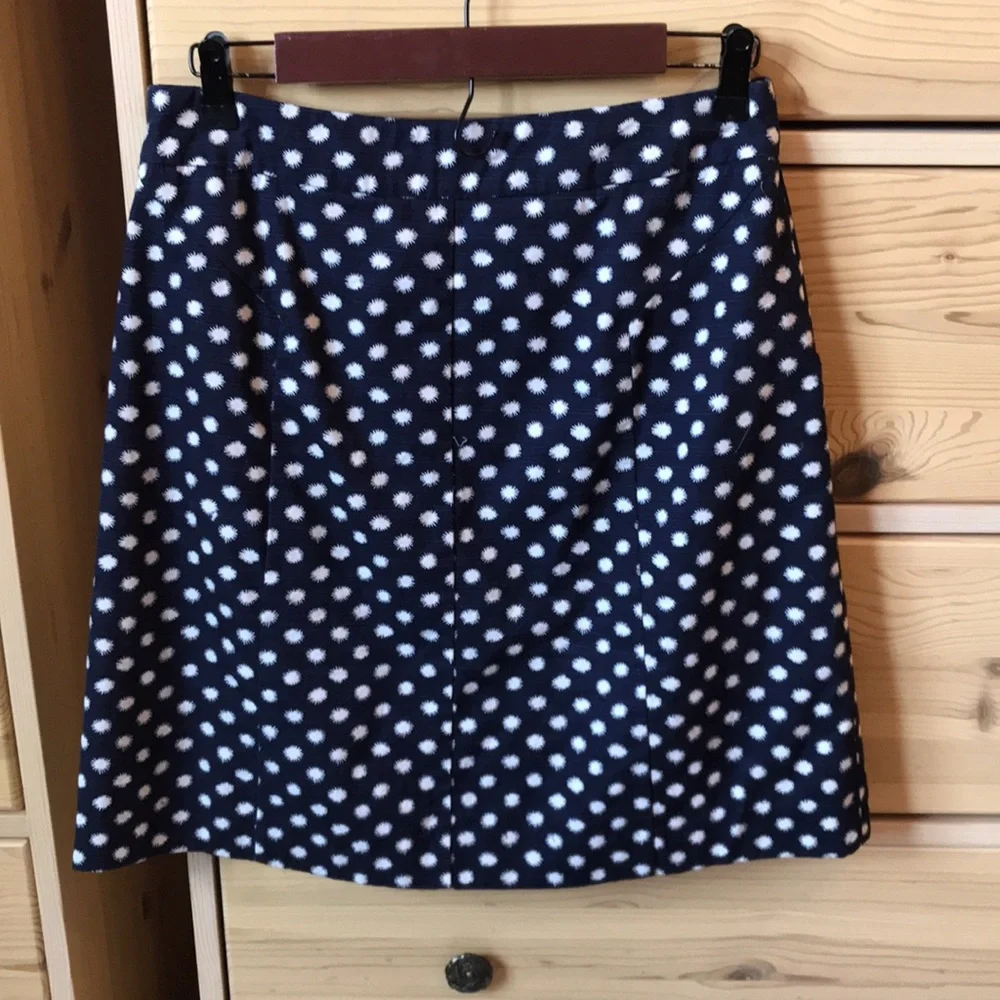 Boden Box Pleat A-Line Starburst Star Print Skirt Navy and White Size 8 Long